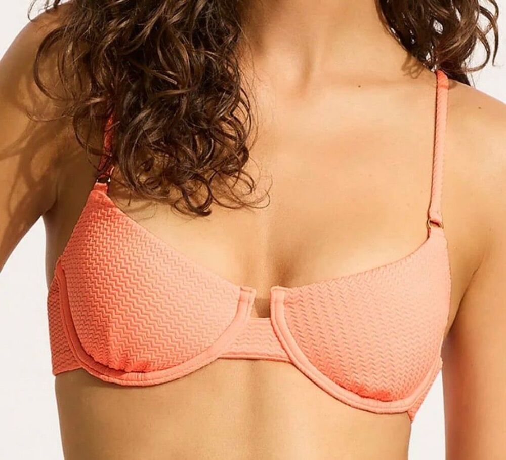 Seafolly Sea Dive Underwire Bikini Top Peach Pink Size 6 New With Tags